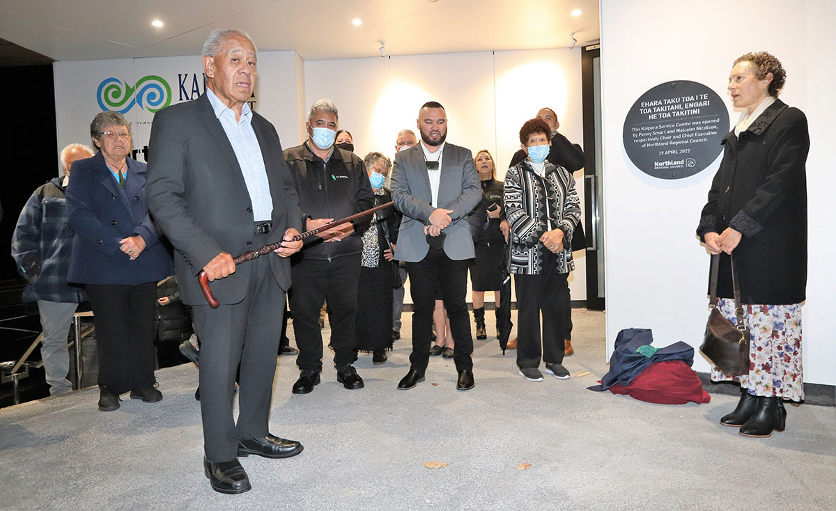 Group of people at dawn blessing of Kaipara Service Centre.