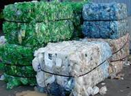 Large bundles of plastic for recycling.
