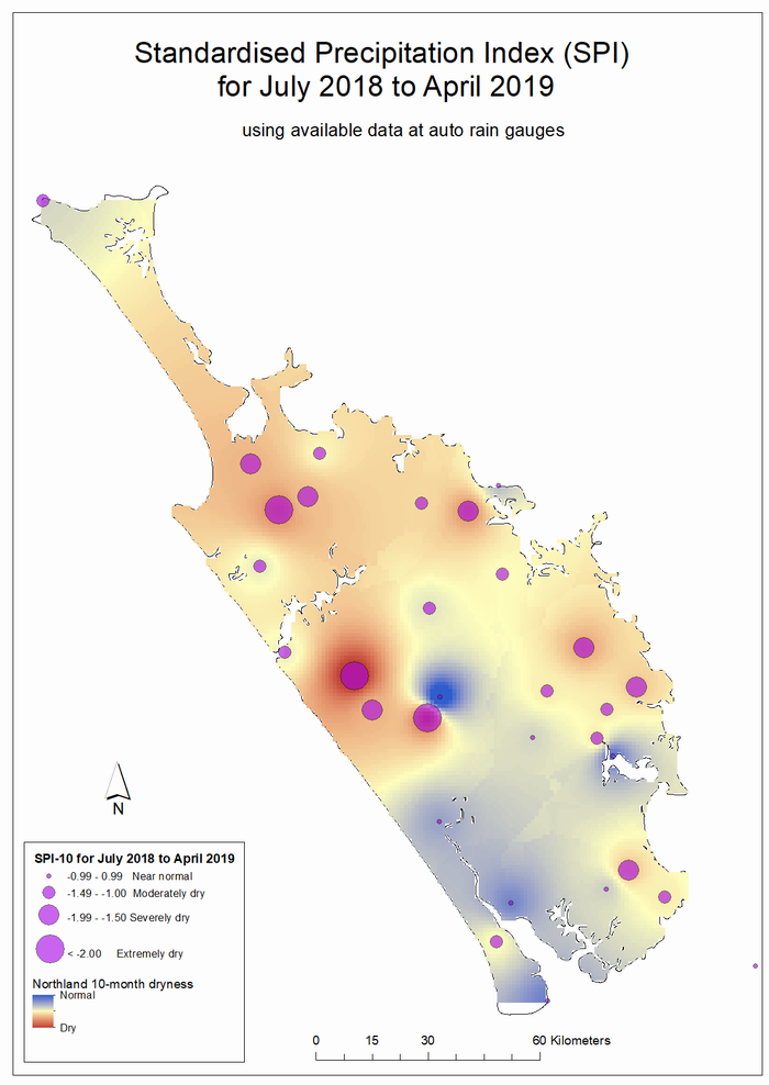 SPI Index map July 2018 to April 2019.