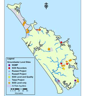 Map of groundwaterwater level sites.