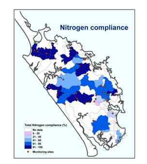 Map of Nitrogen compliance.