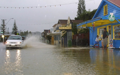Kaeo township in flood.