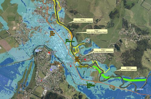 Partial view of the Kaitaia flood map.