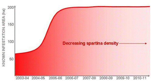 Description: Figure 93: Spartina eradication results 2004-2011. 