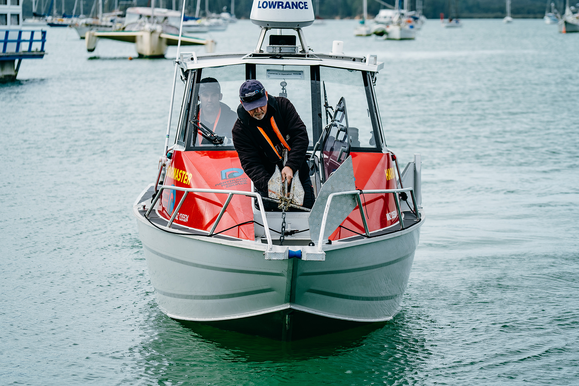 Anchoring a boat.