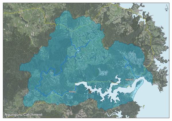 Map showing the Ngunguru catchment area.