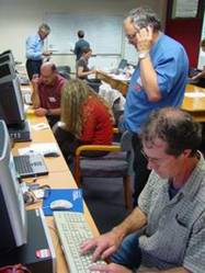 Staff working in the Emergency Operations Centre during the July 2007 storm.