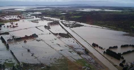 Aerial view of flooding in Northland during July 2007 storm.