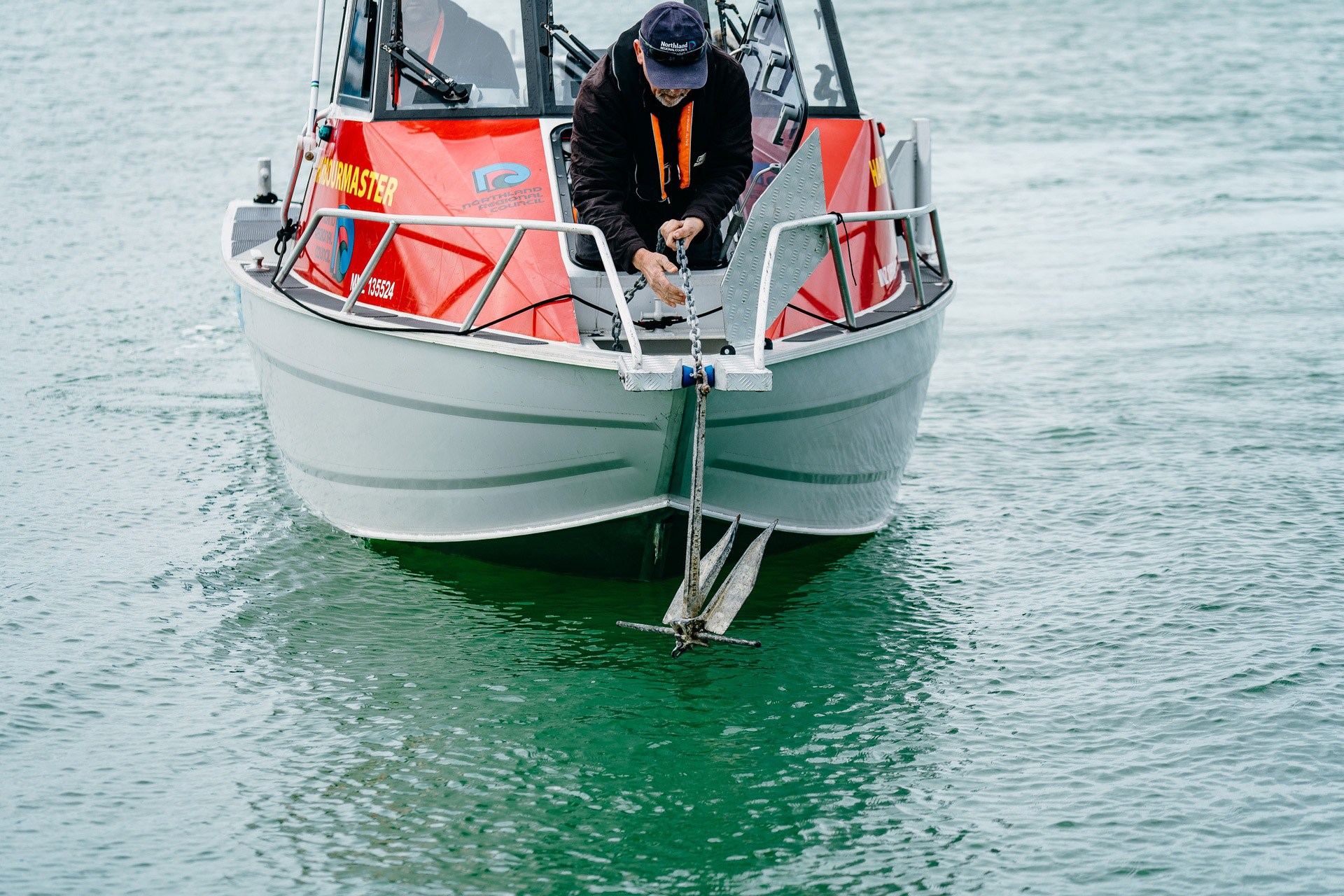 Anchoring a boat.