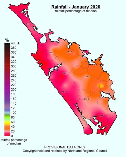 January 2020 Rainfall Percentage Of Median