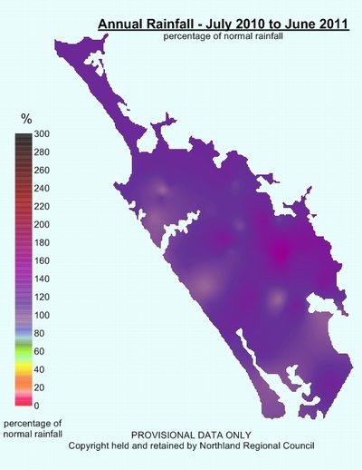 Map - Annual rainfall - July 2010-June 2011.