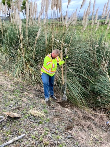 Fulton Hogan crew member prepping the site