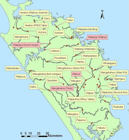 Map showing the 35 Regional Water Quality Monitoring Network sites.