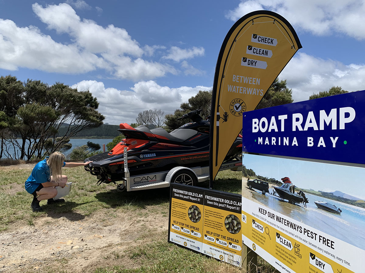 Biosecurity check of jetski.