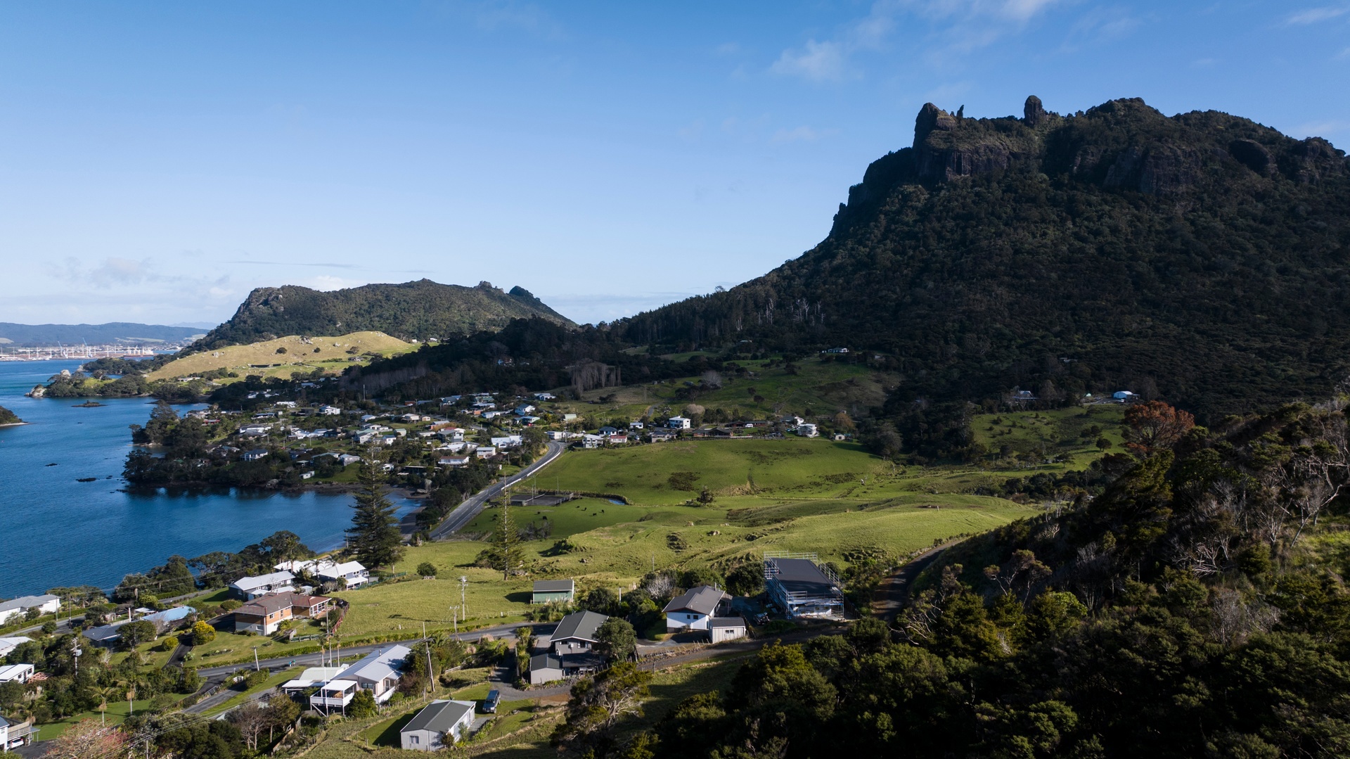 Taurikura township at the foot of Mt Manaia, Whangārei Heads.