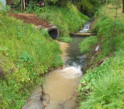 Dirt from stormwater in waterway.