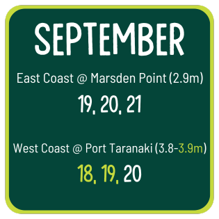 Dates for king tides 18, 19, 20, 21 September 2024.