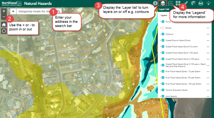Hazard maps screenshot displaying steps to use.
