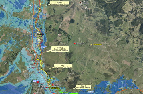 Partial Awanui flood scheme map.