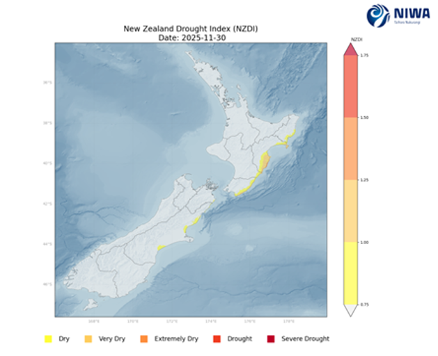 NIWA NZ Drought Index Produced Nov 2025