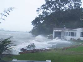 Storm surge at Ngunguru Estuary in July 2007.