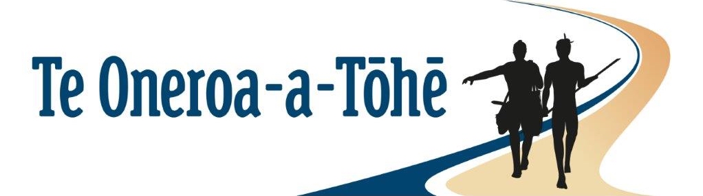Te Oneroa-a-Tōhē/Ninety Mile Beach logo.