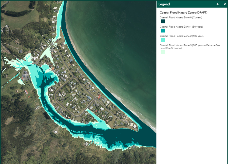 Screenshot of coastal hazard maps on viewer - example.