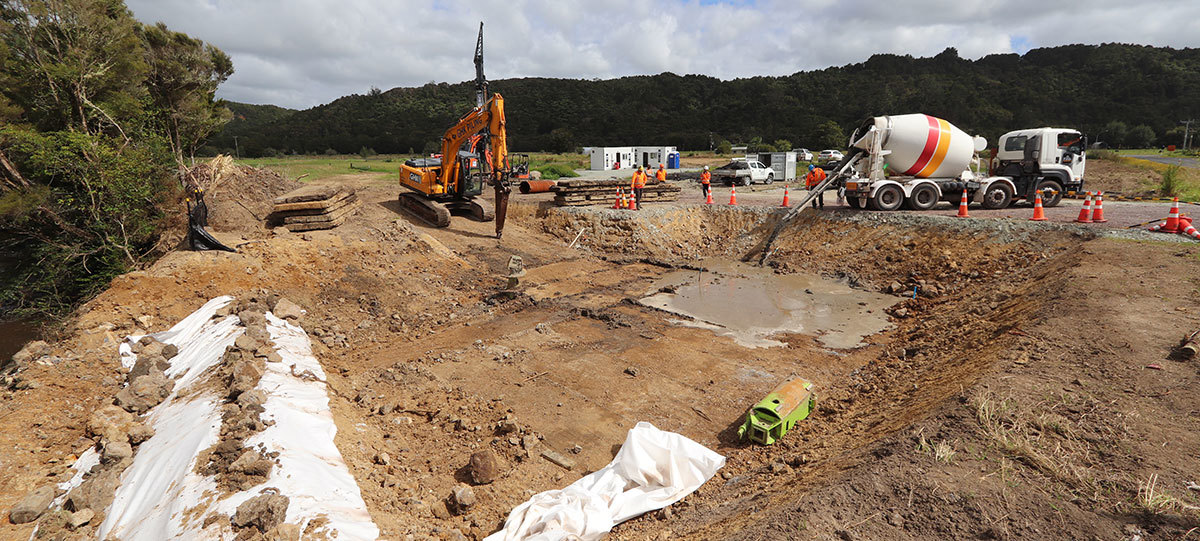 Bridge construction site.