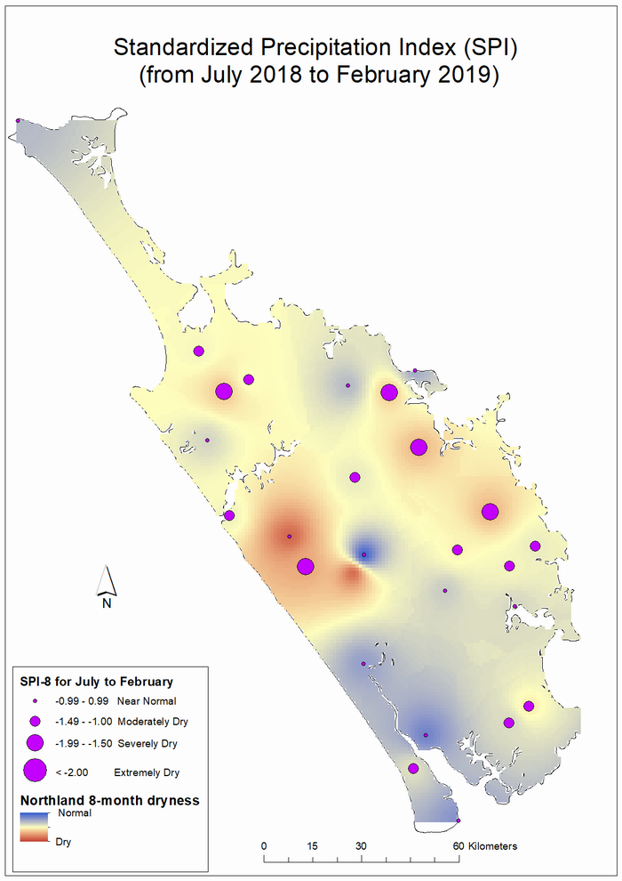 Figure 5: SPI Index map for the dry period, July 2018 to February 2019.