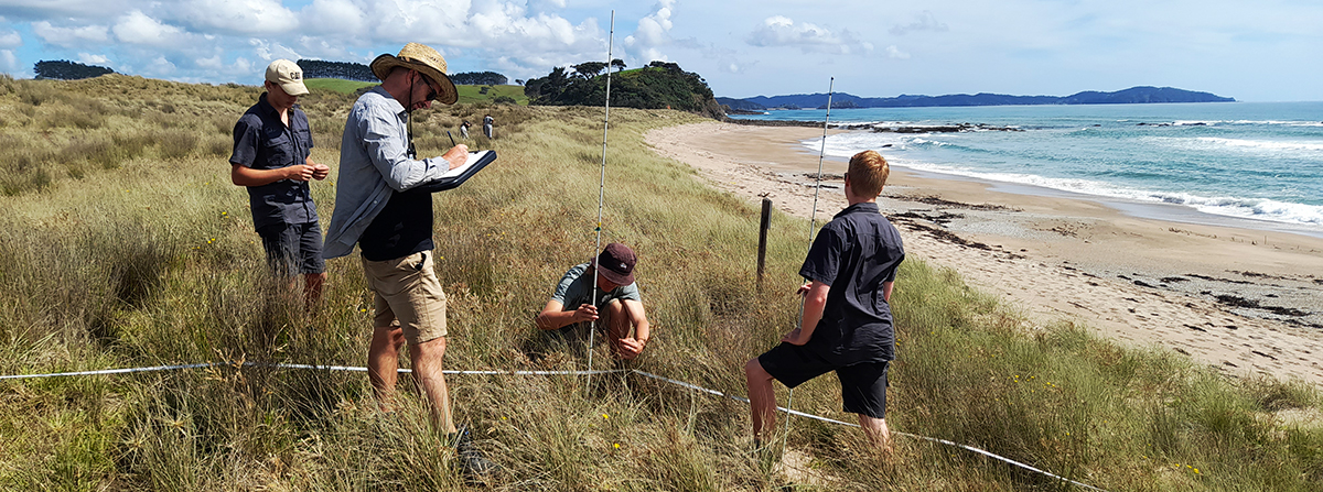 Students monitoring dunes.