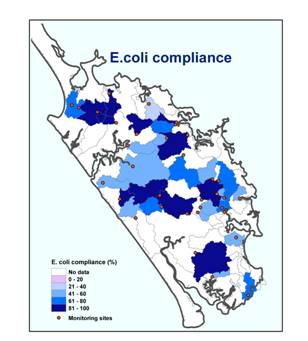 Map of E-coli compliance.