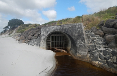 Stormwater outlet on coast.