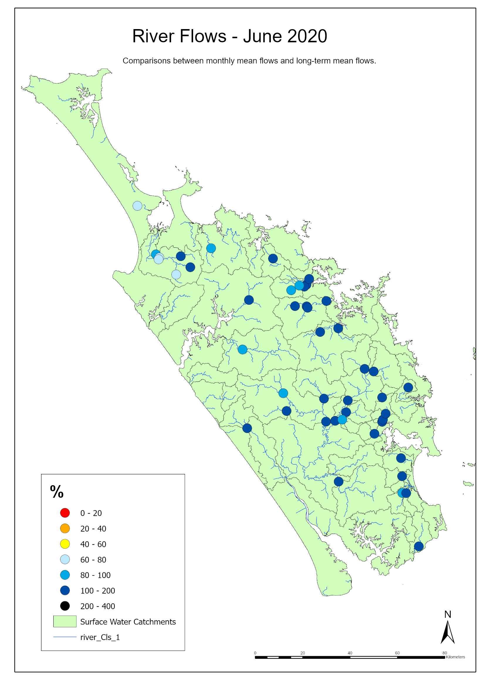 River flows map June 2020.