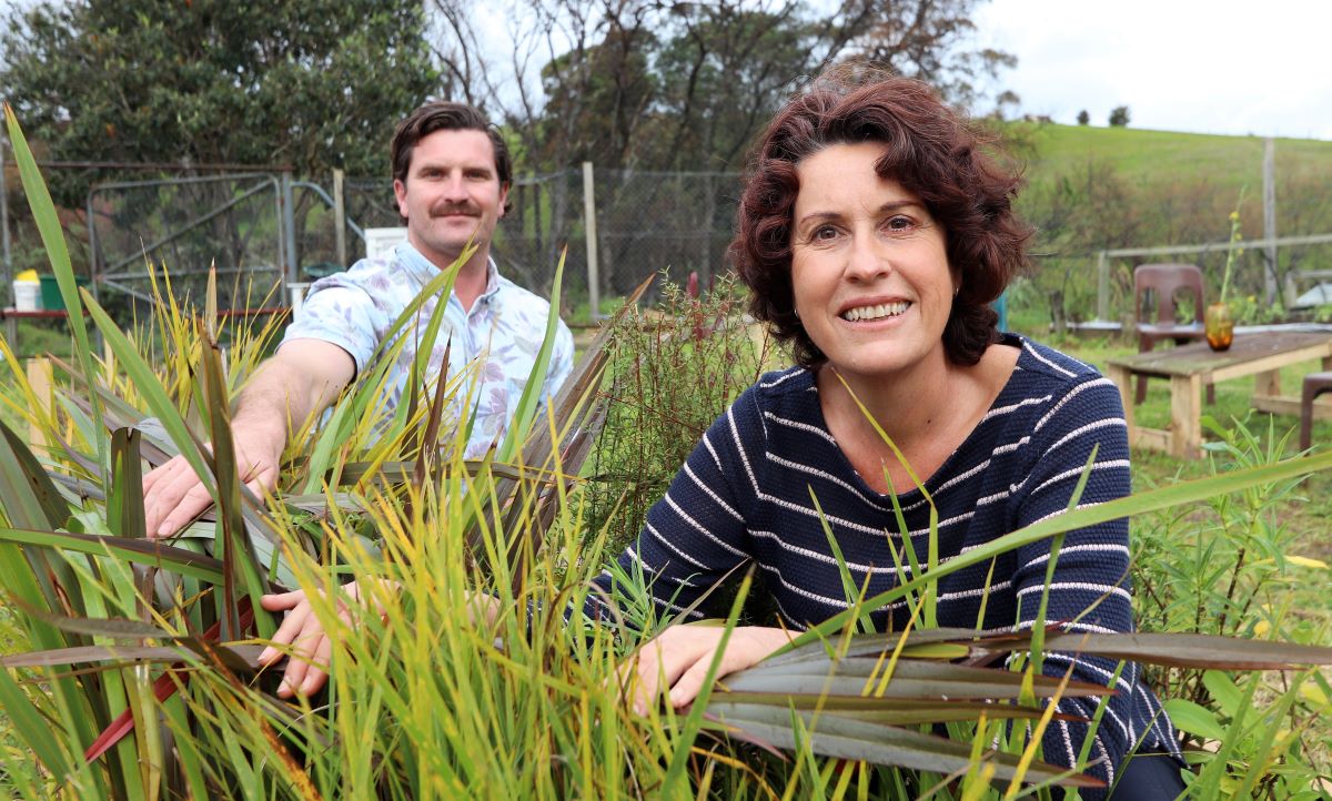 Pictured among native plants destined to form part of a Bay of Islands College project to create a native bush sanctuary are teacher Richard Higgins and Enviroschools Northland facilitator Jacque Knight.