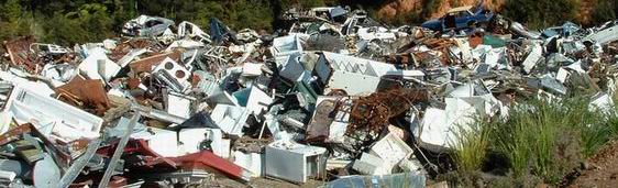 Landfill site full of used whiteware.