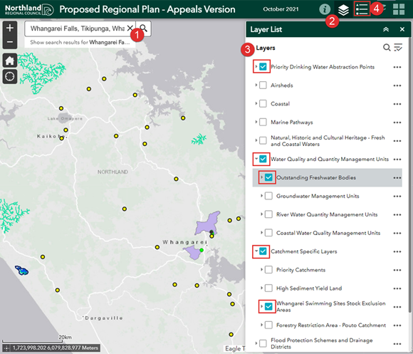 Proposed Regional Plan maps screenshot with other layers displayed.