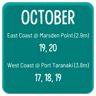 Dates for king tides 17, 18, 19, 20 October 2024.