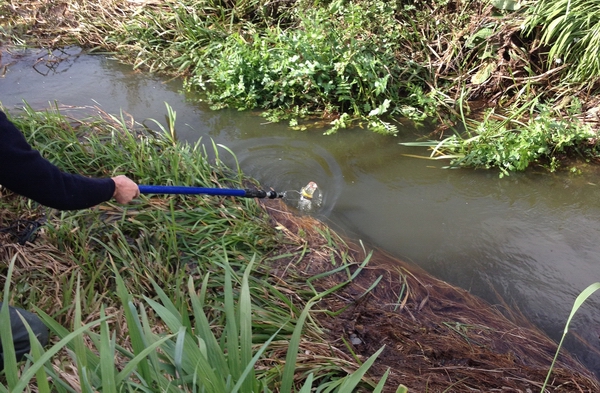 Taking water quality samples.