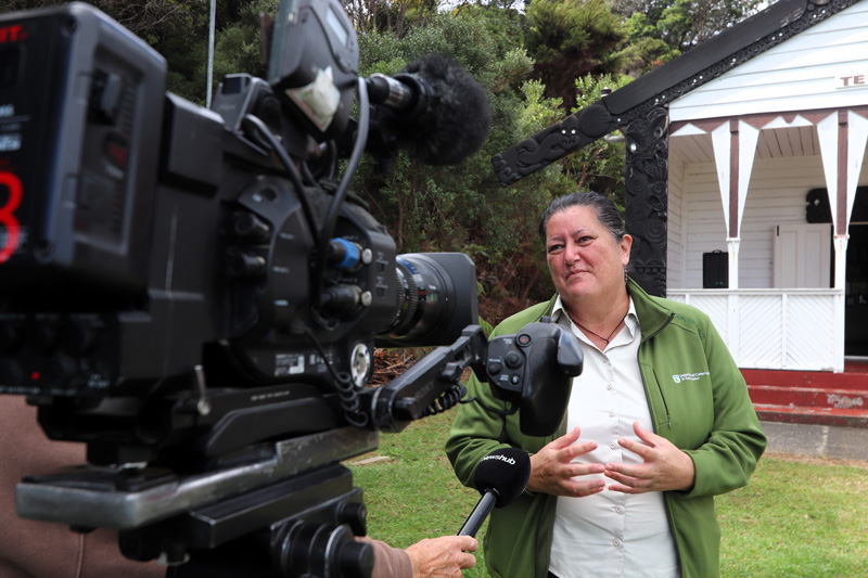 Sue Reed Thomas, News Camera, Interview, Rāwhiti Marae