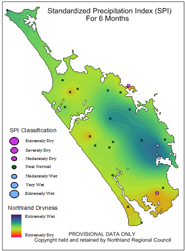 SPI Index Map For 6 Months To End Of December 2020