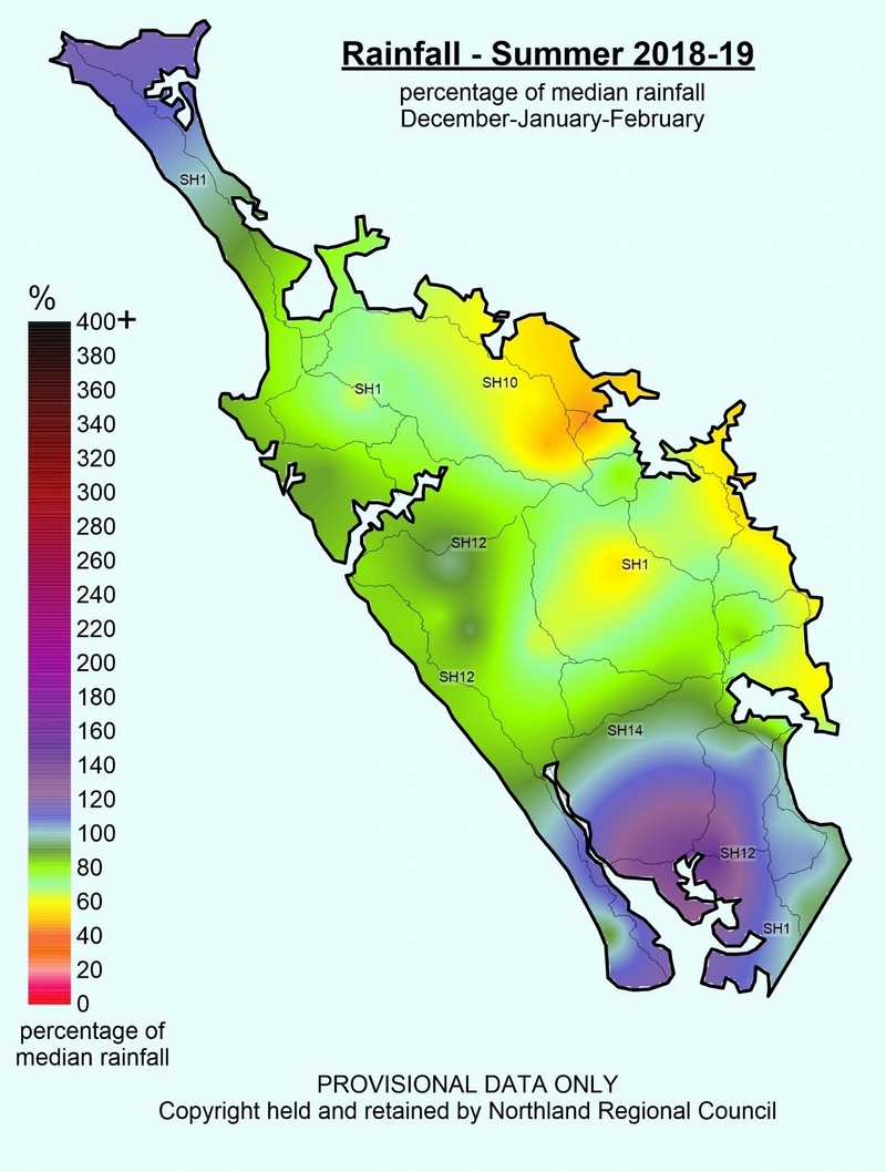 Summer rainfall median map.