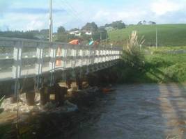 Photo of flood gauging in Awanui River.