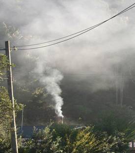 Smoking chimney in Whangarei City.