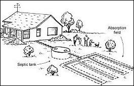 Diagram showing how septic tanks work.
