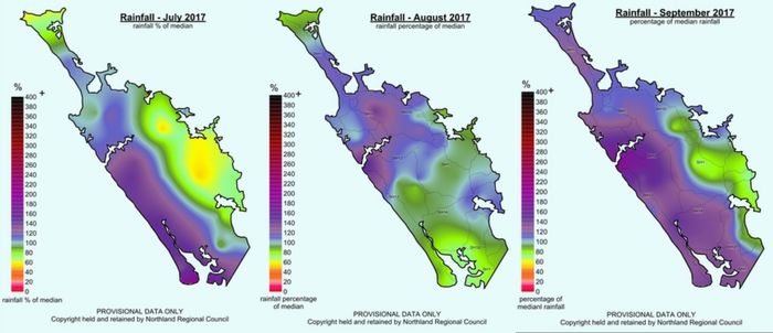 Median rainfall maps - July August September 2017.