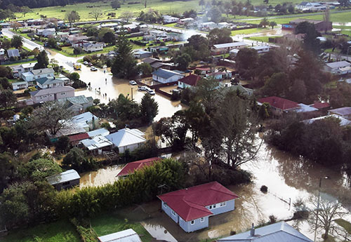 Flooding through Moerewa township.