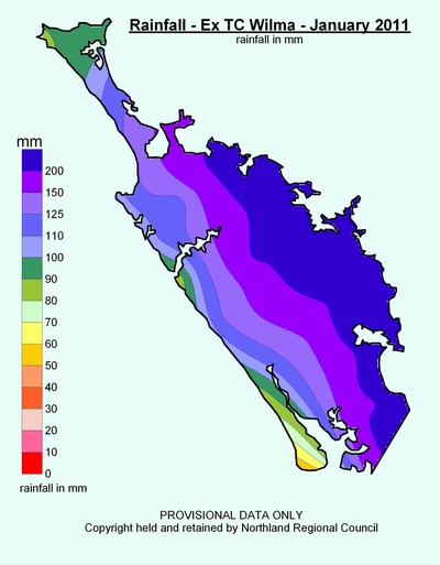 Map - Rainfall in mm.