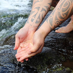 Hands in freshwater