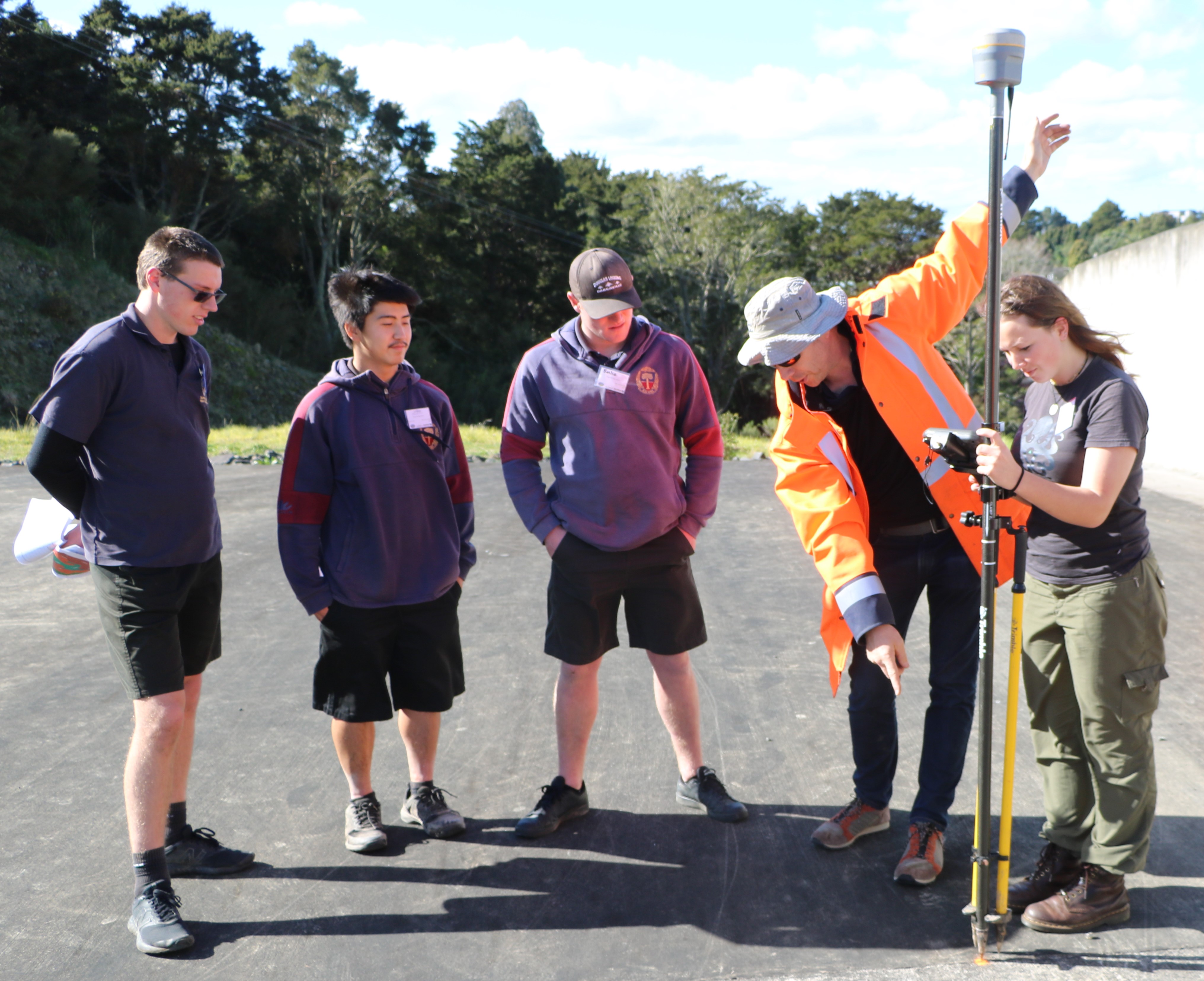 Experts at a site visit to Hopua te Nihotetea water detention dam