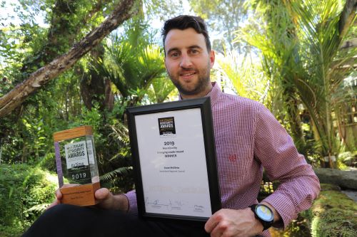 Kane McElrea with his award.